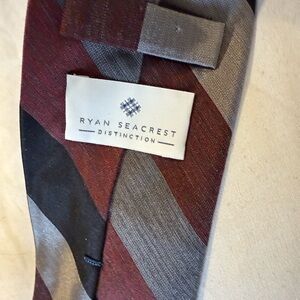Ryan Seacrest Distinction Striped Silk Tie – Burgundy Gray Black